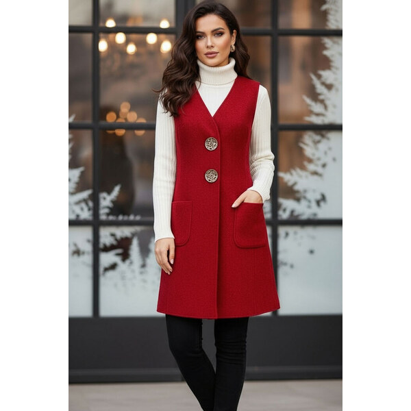 Glara Jednofarebná vlnená vesta 39156430