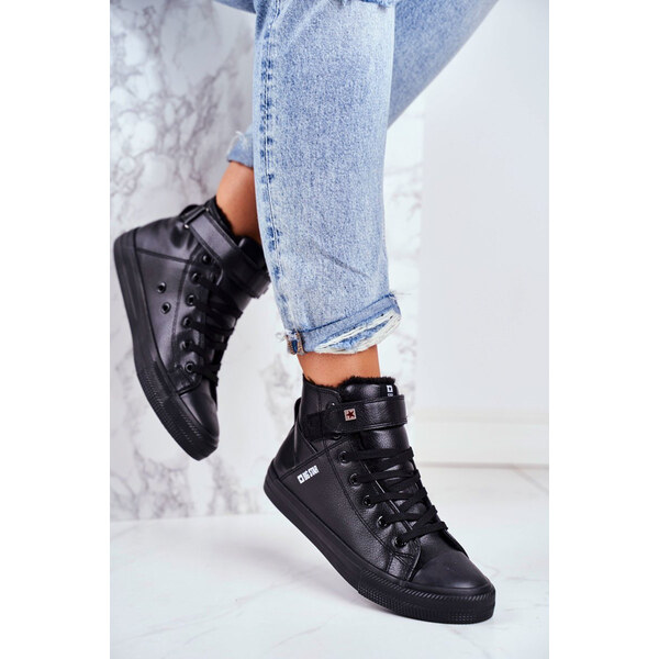 Big Star Shoes Skórzane Ocieplane Trampki BIG STAR V274542FW Czarne 66657839