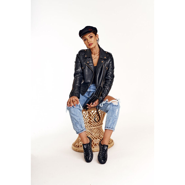 Big Star Shoes Damskie Skórzane Trampki Big Star Czarne V274871 66657861