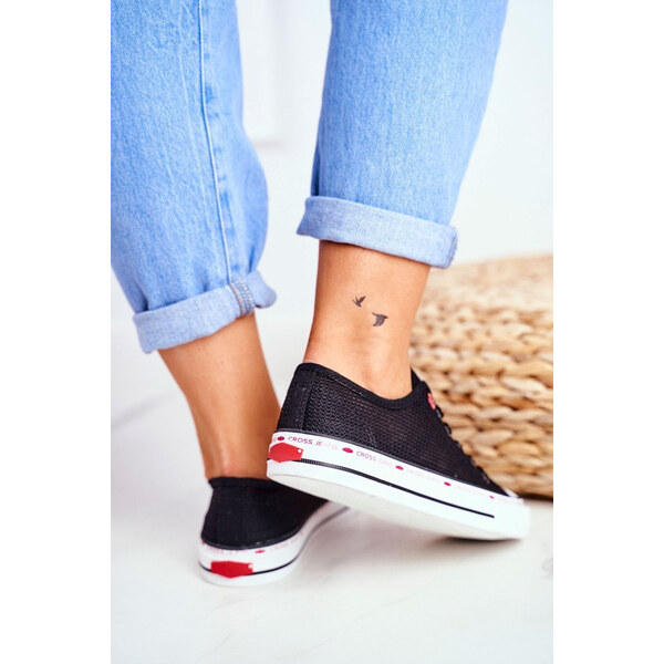 Trampki Damskie Cross Jeans Czarne Siateczka FF2R4015C 66657868