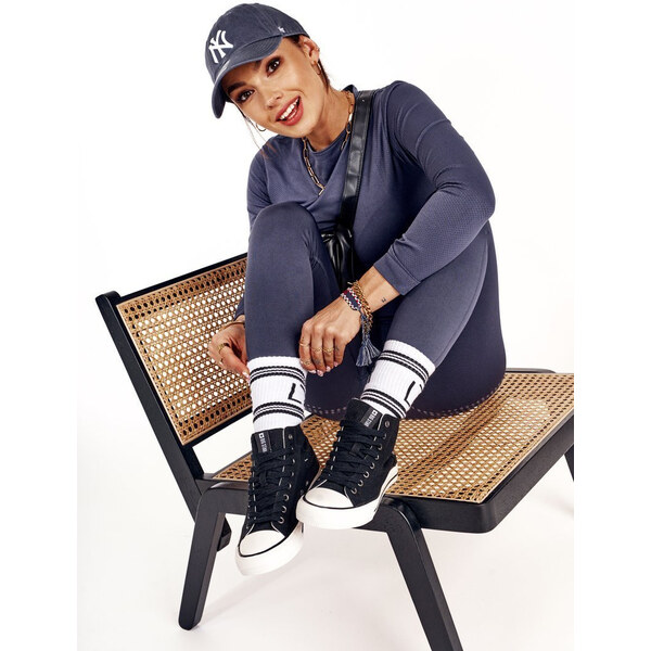 Big Star Shoes Damskie Wysokie Trampki Big Star DD274330 Czarne 66657931