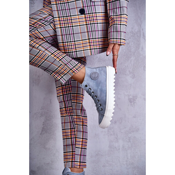 Big Star Shoes Damskie Skórzane Ocieplane Trampki Big Star EE274115 66658002