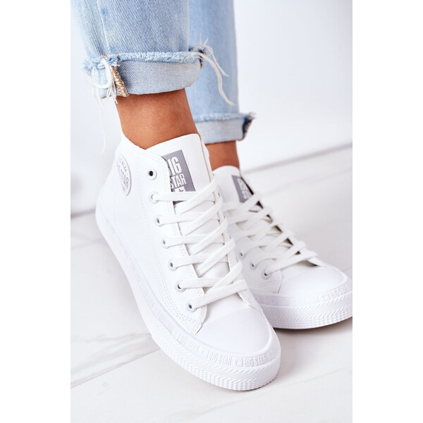 Big Star Shoes Damskie Skórzane Wysokie Trampki Big Star GG274016 66658001