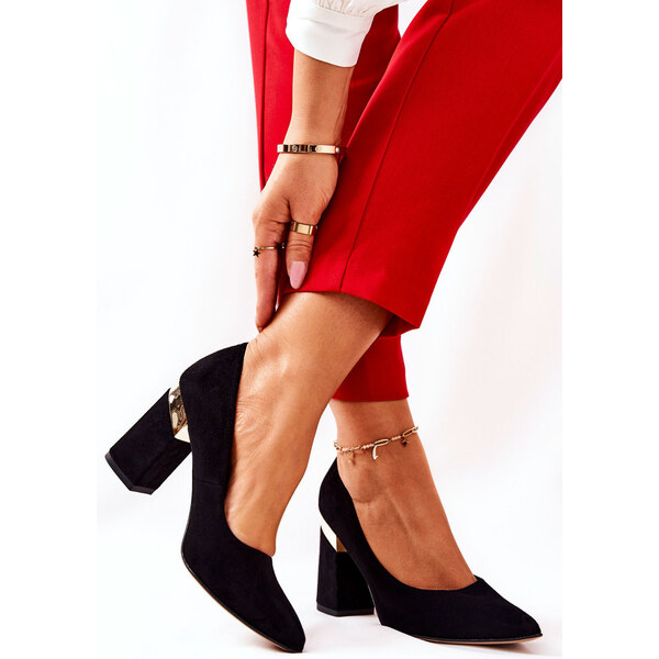 Boto Zamszowe Czółenka Lewski 3117 Czarne 66658075