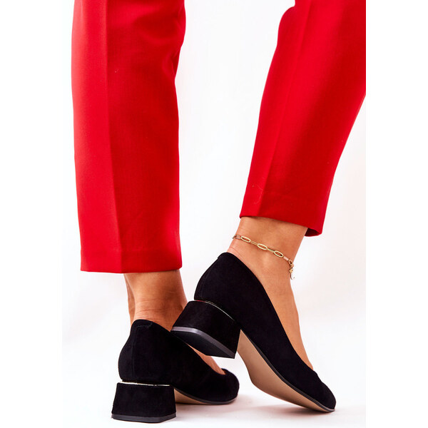 Boto Zamszowe Czółenka Lewski 3118 Czarne 66658081