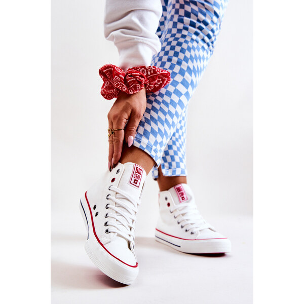 Big Star Shoes Wysokie Trampki Big Star JJ274127 Białe 66658086