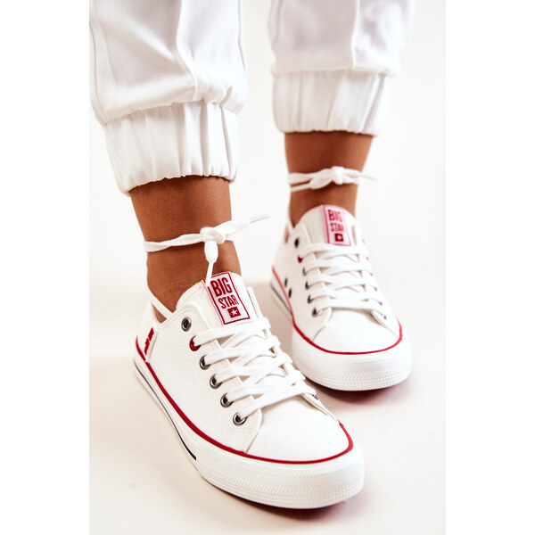 Big Star Shoes Damskie Materiałowe Trampki BIG STAR JJ274123 Białe 66658084