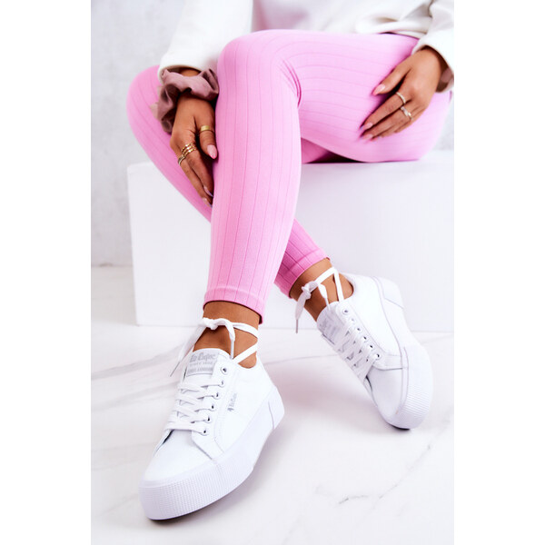 Tenisówki Na Platformie Lee Cooper LCW-22-31-0884L Białe 66658132