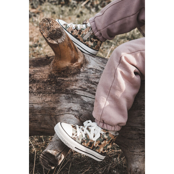 Boto Dziecięce Wysokie Trampki Na Suwak Beżowo-Zielone Filemon 67260426