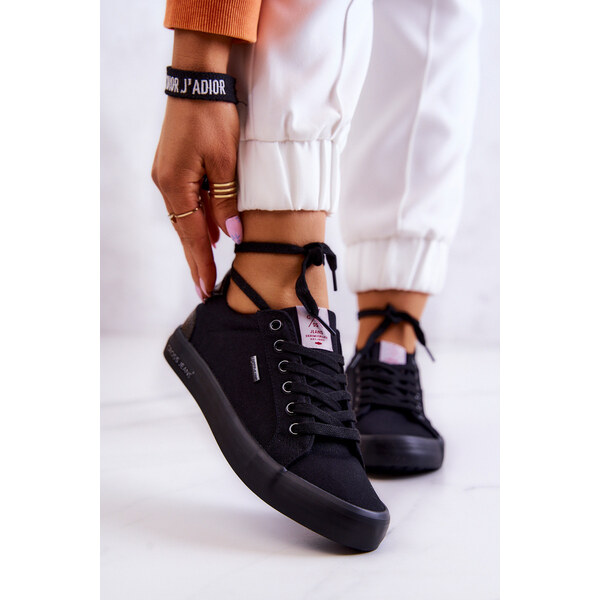 Damskie Tenisówki Wiązane Cross Jeans JJ2R4039C Czarne 66658187