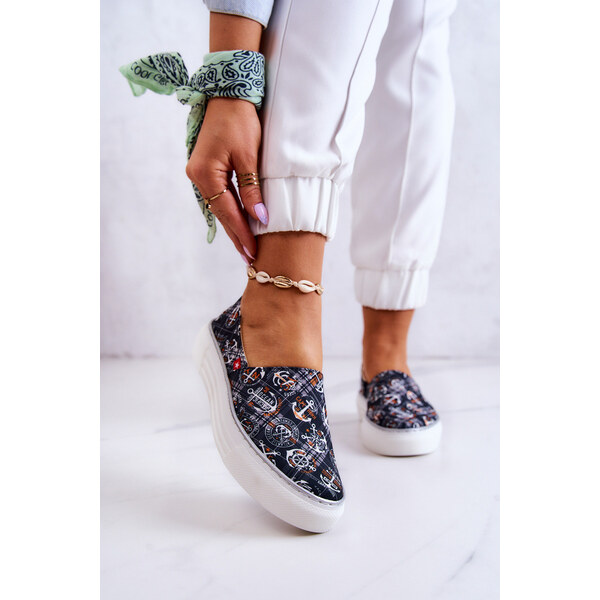 Big Star Shoes Damskie Tenisówki Slip On Memory Foam Big Star JJ276012 66658200