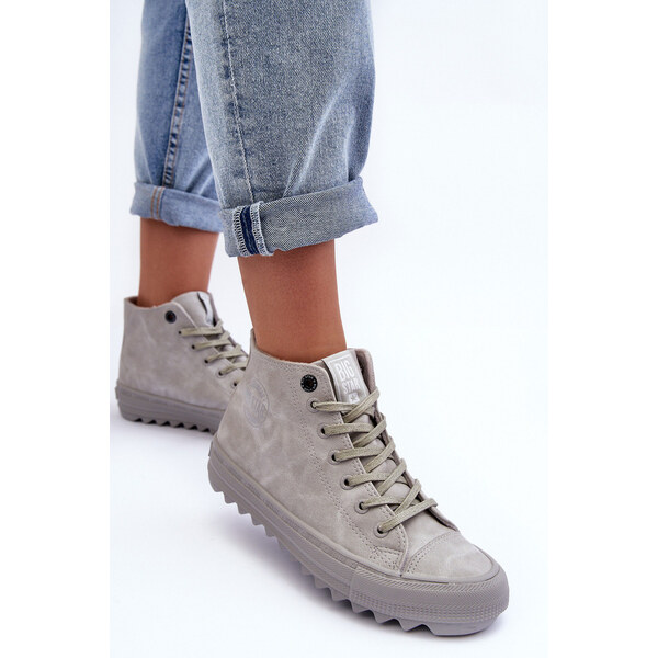 Big Star Shoes Trampki Damskie Big Star Wysokie Ocieplane Szare 66658422