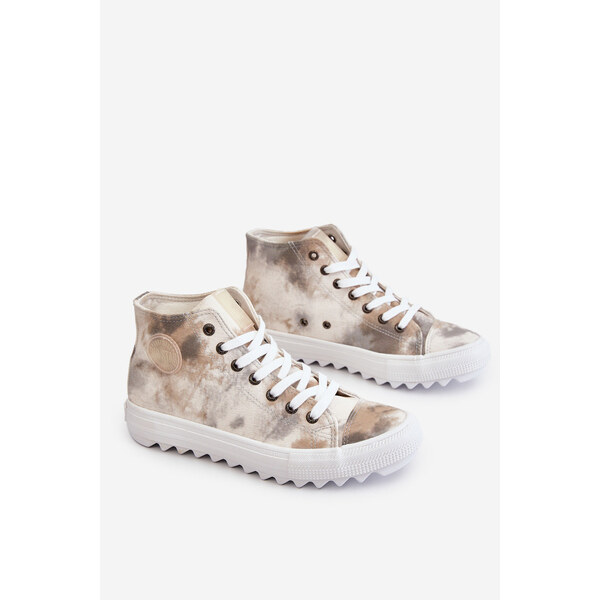 Big Star Shoes Trampki Damskie Wysokie Big Star LL274047 Biało-Zielone 66658686