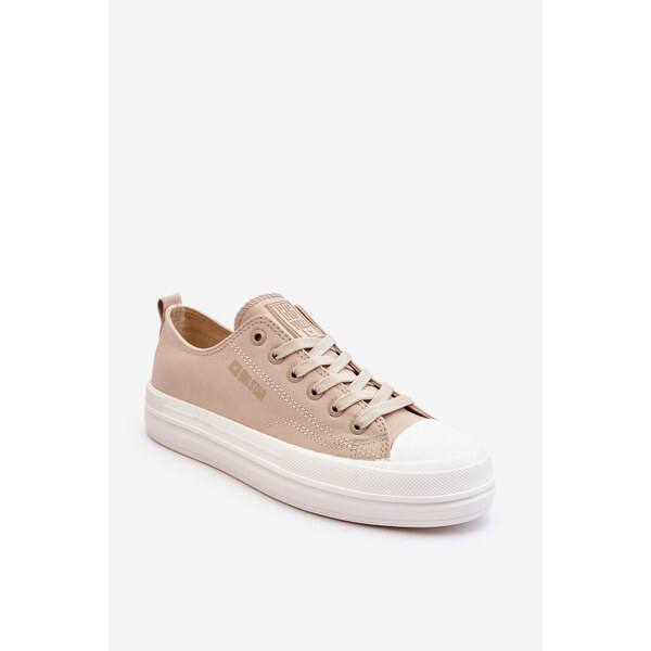 Big Star Shoes Niskie Sznurowane Tenisówki Big Star LL274969 Beżowe 66658722