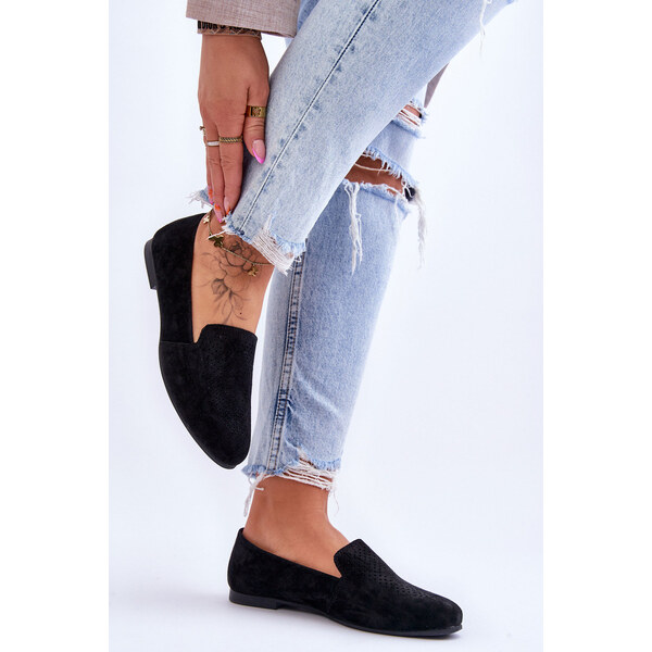 S.Barski Zamszowe Wygodne Mokasyny Czarne Giovana 66658830