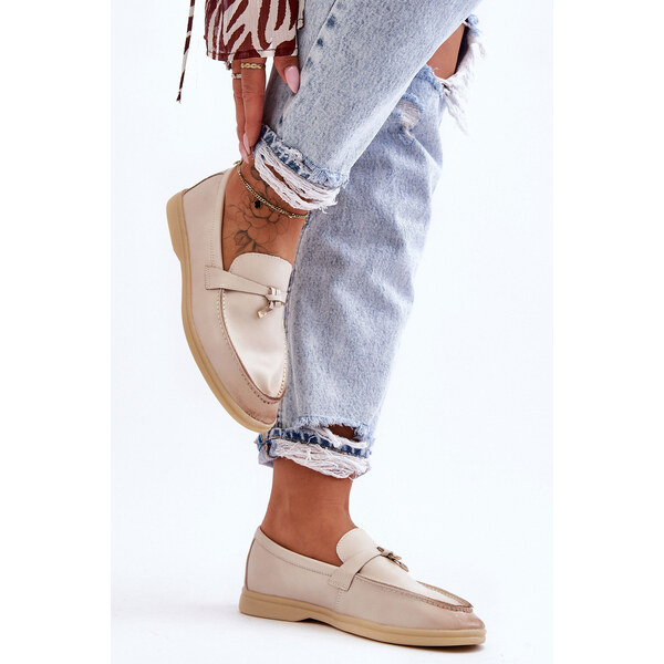 Boto Klasyczne Mokasyny Damskie Beżowe Cortez 66659061