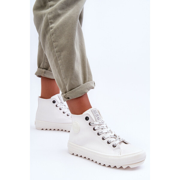 Big Star Shoes Trampki Damskie Big Star Wysokie Ocieplane Białe 66659087