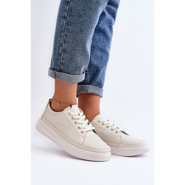 SERGIO LEONE Damskie Skórzane Buty Sportowe Sneakersy Białe Failla 66659657