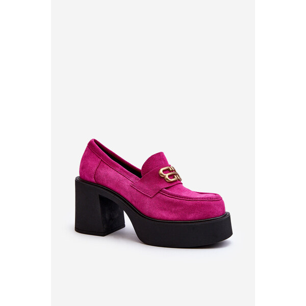 Zazoo 20170 Półbuty Zamszowe Damskie Na Słupku Fuksja 66659675