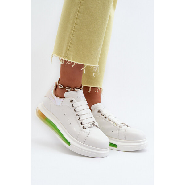 Sneakersy Damskie Skórzane GOE NN2N4029 Białe 66659776