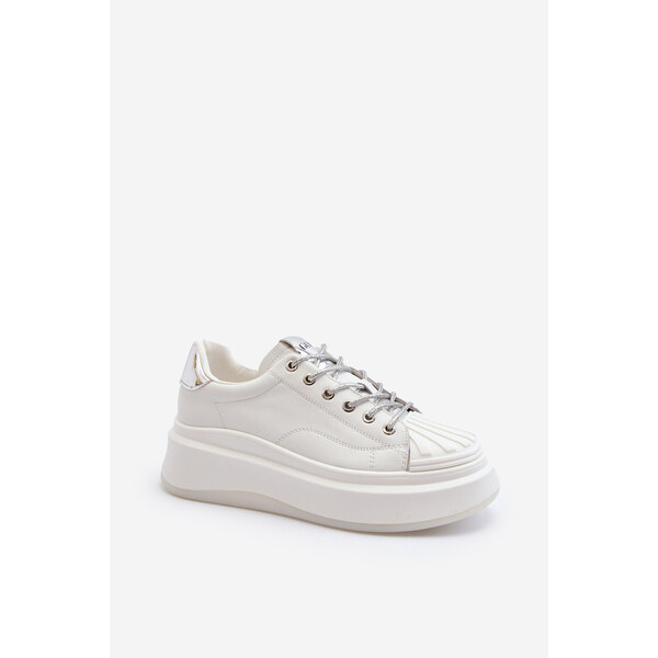Skórzane Sneakersy Damskie Na Platformie GOE NN2N4033 Białe 66659775