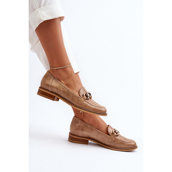 Skórzane Damskie Lakierowane Mokasyny Laura Messi 2760 Brązowe 66659900