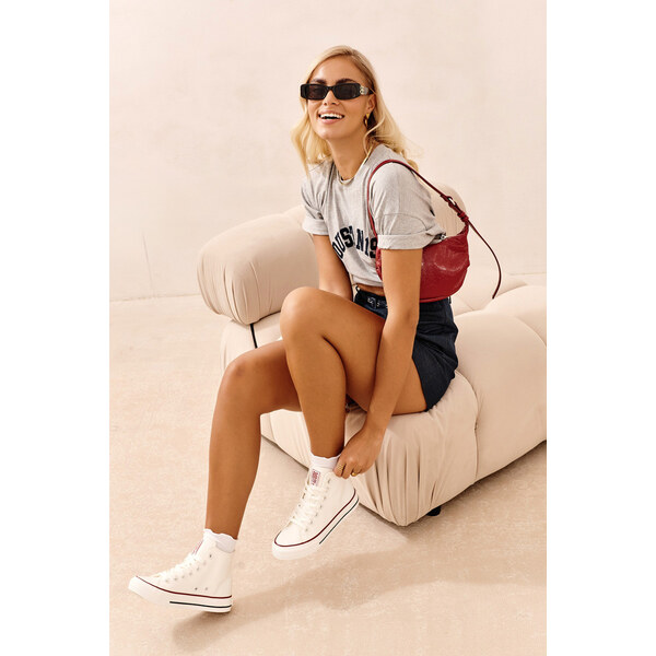 Big Star Shoes Trampki Damskie Wysokie Big Star NN274276 Białe 66659995