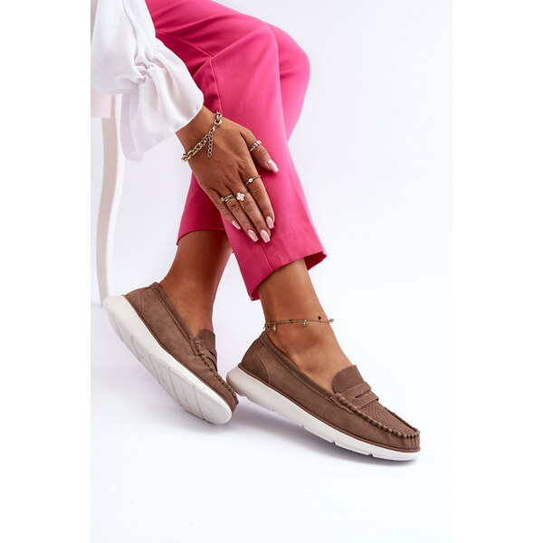 Zamszowe Mokasyny Na Platformie Sergio Leone SP012 Brązowe 66660052