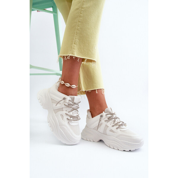 Boto Sneakersy Damskie Na Masywnej Podeszwie Z Ozdobnym Sznurowaniem 66660146
