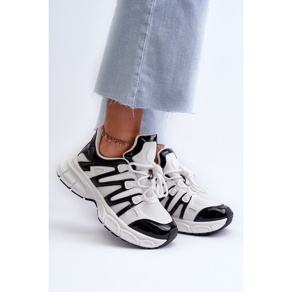 Boto Sneakersy Damskie Biało-Czarne Ahmani 66660220