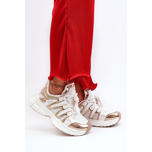 Boto Sneakersy Damskie Biało-Złote Ahmani 66660219