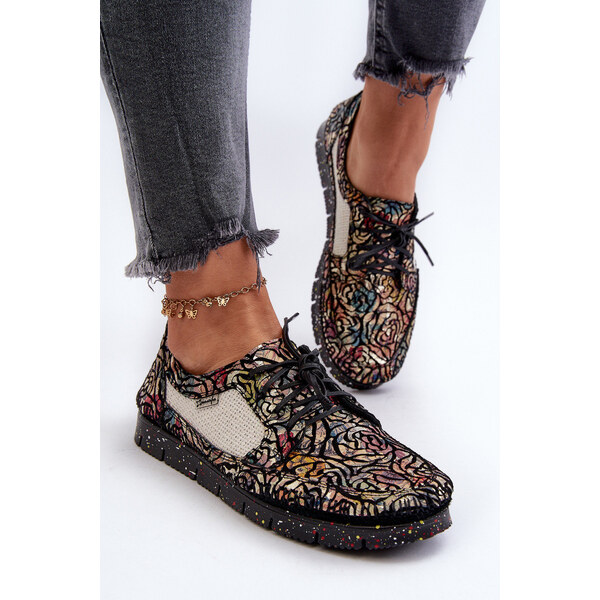 Wzorzyste Półbuty Damskie Maciejka 06347-01 Czarne 66660256