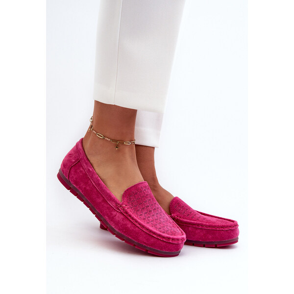 Zamszowe Mokasyny Damskie Fuksja S.Barski LR755 66660258