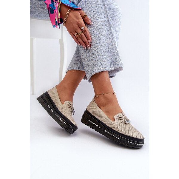 Błyszczące Mokasyny Damskie Skórzane Na Platformie S.Barski LR400 66660299