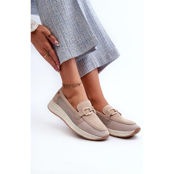 S.Barski Damskie Zamszowe Mokasyny D&A TW210 Beżowe 66660295