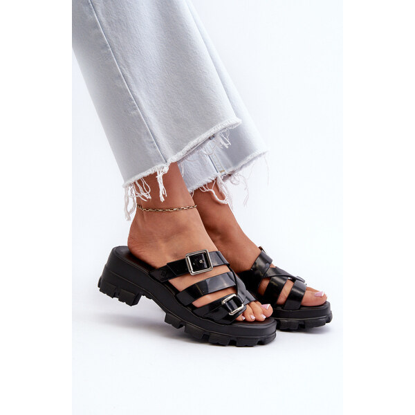 Pachnące Klapki Damskie Na Niskim Obcasie ZAXY NN285043 Czarne 66660397