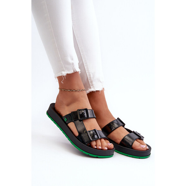 Klapki Damskie Na Płaskiej Podeszwie ZAXY LL285073 Czarne 66660408