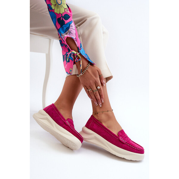 EVENTO Zamszowe Damskie Mokasyny Fuksja Filidia 66660426