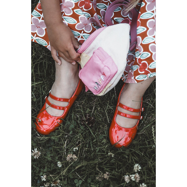 Boto Lakierowane Balerinki Dziecięce Z Paseczkami Czerwone Margenis 66660484