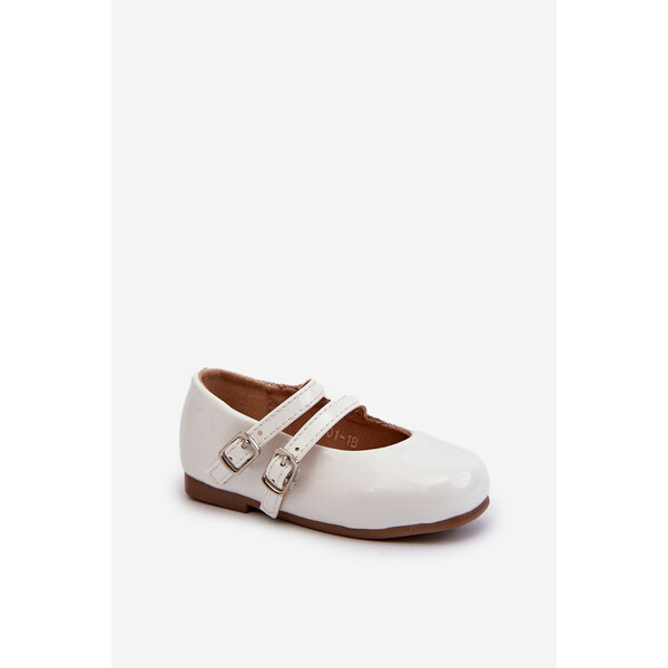 Boto Lakierowane Balerinki Dziecięce Z Paseczkami Białe Margenis 66660483