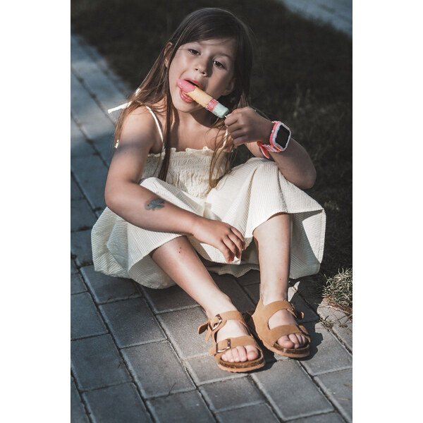 Boto Sandałki Dziecięce Na Korkowej Platformie Zapinane Na Rzep Camel 66660518