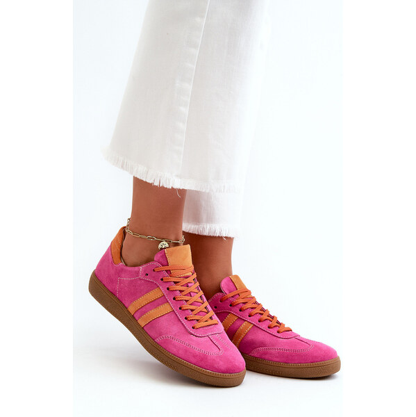 Zazoo N1068 Zamszowe Niskie Sneakersy Damskie Fuksja 66660638