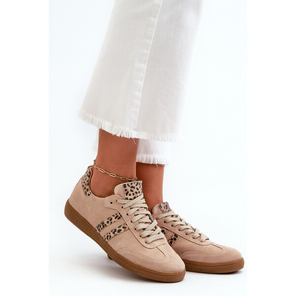 Zazoo N1068 Zamszowe Niskie Sneakersy Damskie Beżowe 66660639