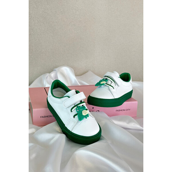 Boto Dziecięce Sneakersy Trampki Z Przypinką Biało-Zielone Pennyn 66660689