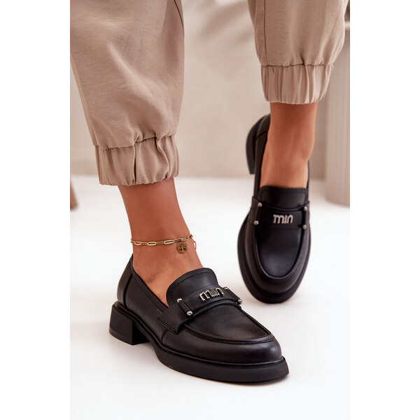 Eleganckie Mokasyny Damskie Z Naturalnej Skóry Czarne Vinceza 91114 66660778