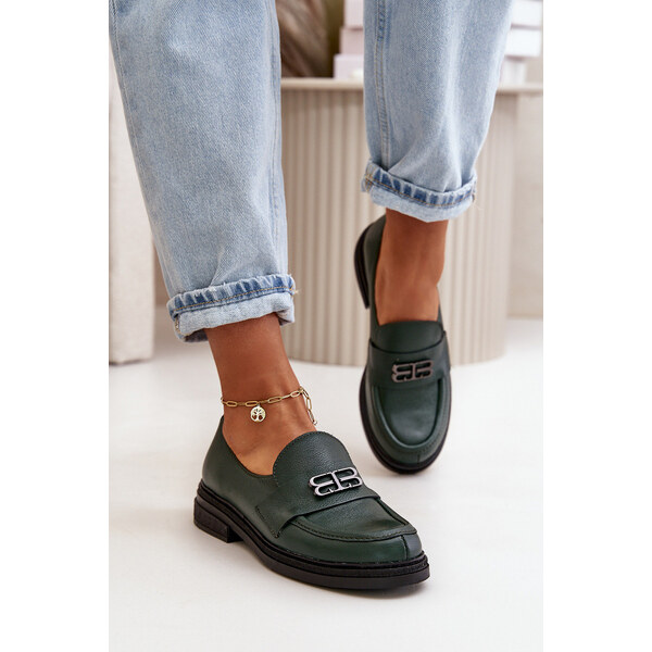 Zazoo 20174 Skórzane Eleganckie Półbuty Damskie Na Płaskim Obcasie 66660795