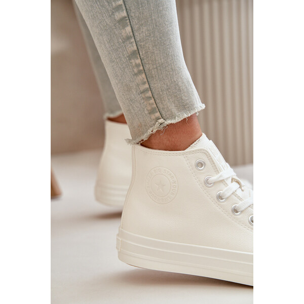 Big Star Shoes Trampki Damskie Ocieplane Z Eko Skóry Białe Big Star 66660819