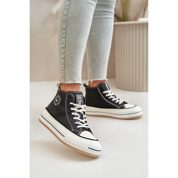 Big Star Shoes Ocieplane Trampki Damskie Na Platformie Eko Skórzane 66660826