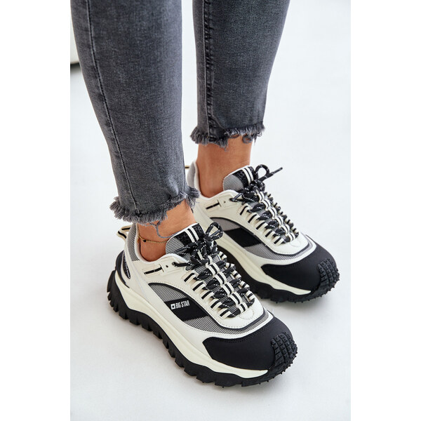 Big Star Shoes Skórzane Sneakersy Damskie Na Platformie Big Star 66660925