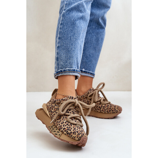 Boto Zamszowe Sneakersy Damskie Na Platformie Z Grubym Sznurowaniem 66660943